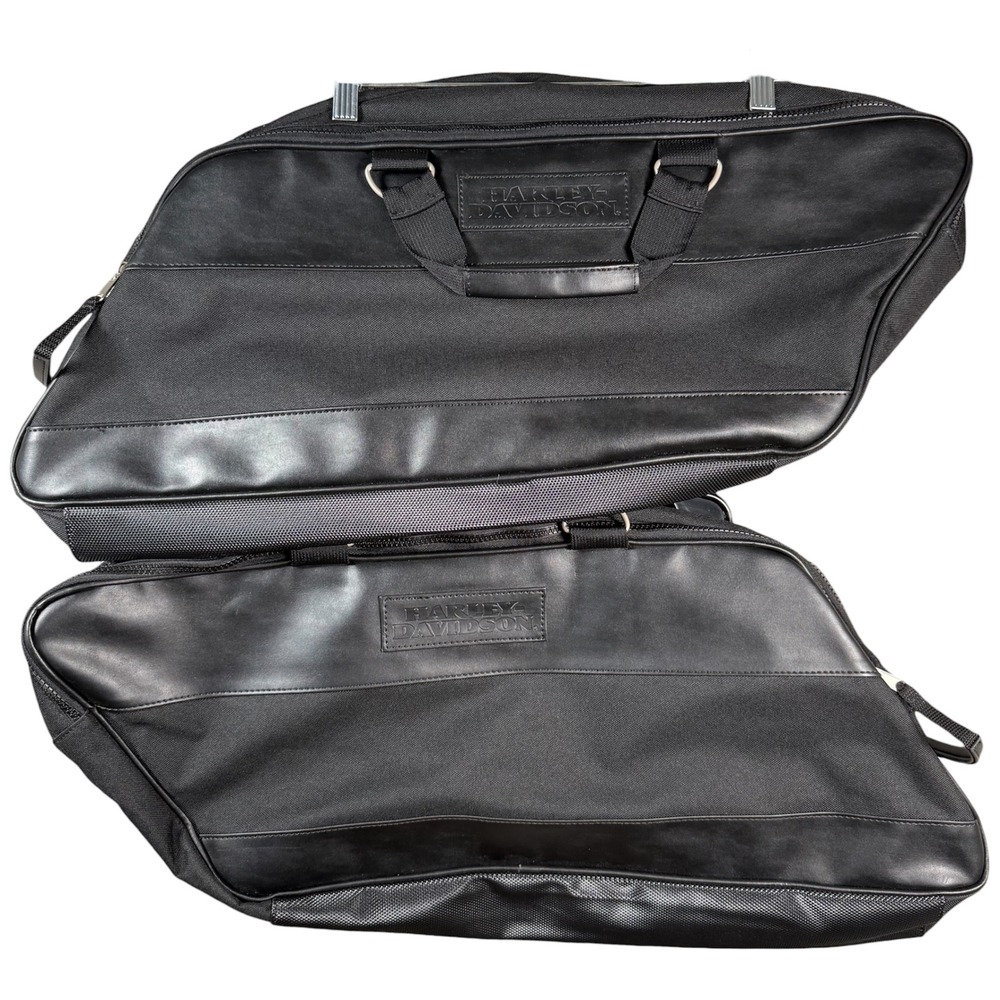 Harley Davidson Saddlebag Liners Luggage OEM Black Textile Leather Trim BUNDLE 2